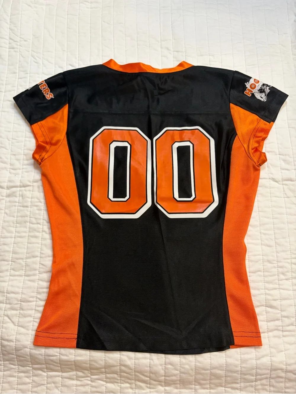 Vintage Hooters Girl Uniform Football Jersey Crop Top Women's XXS Black 